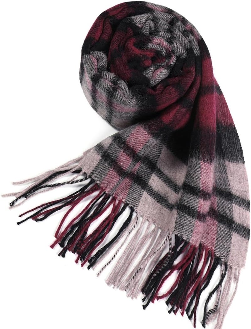 SKNSOFT Winter Wool Plaid Scarf for Men,Women Fashion Tartan Wrap Checkered Scarves - Image 4